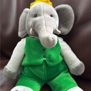 Vintage Gund BABAR Elephant Green Suit Plush Stuffed Animal Toy 1988 Korea GREAT